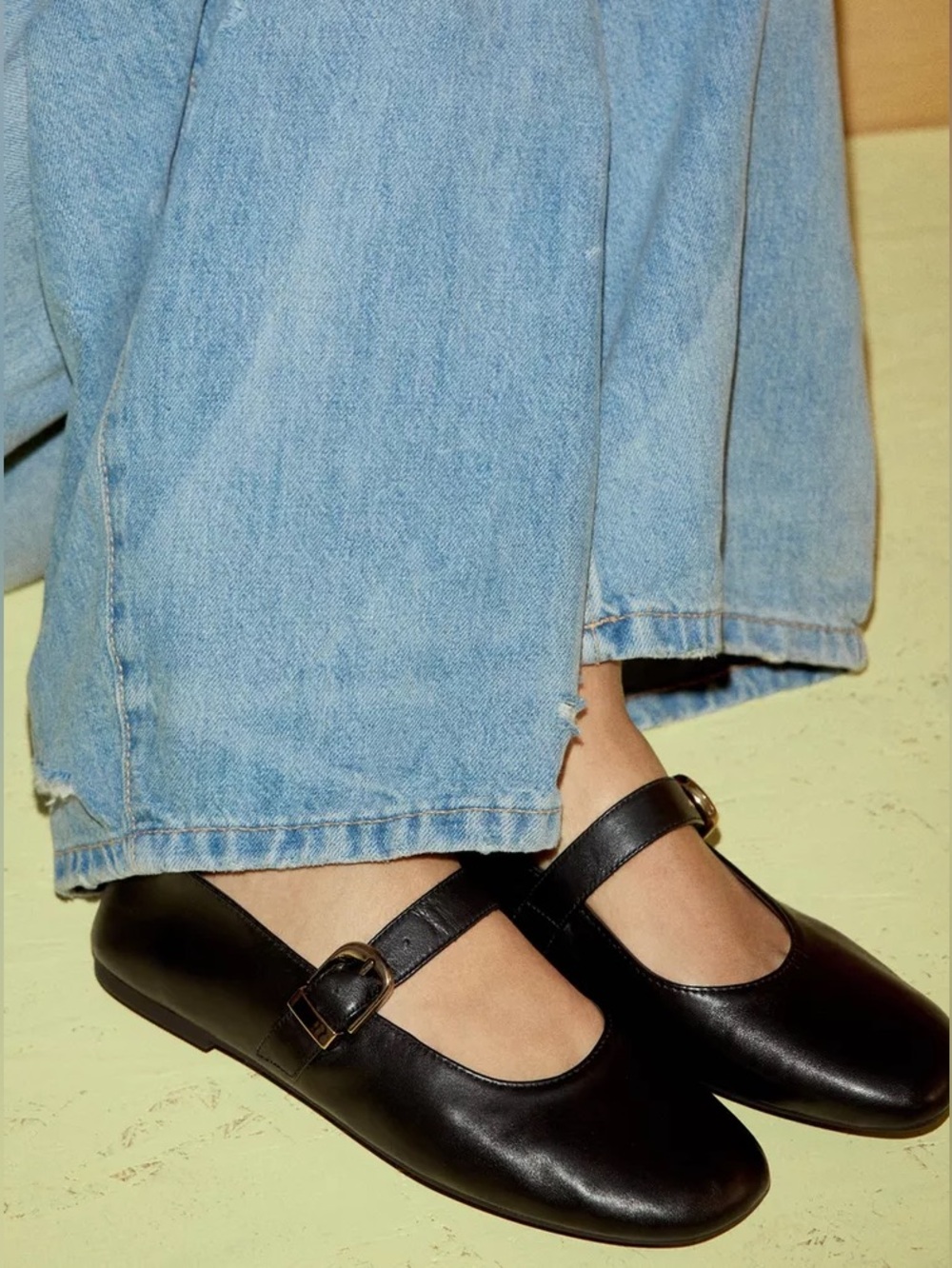 Zara Black Leather Mary Jane Loafers Gold Buckles size 38 NWT New casual